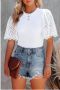 Noire White Ribbed Anglaise Blouse - 36 / White / Blouse