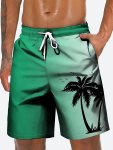 Men's Casual Coconut Palm Print Active Shorts Drawstring Beach Shorts For Summer Beach Resort