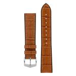 Paul Alligator Embossed Performance Watch Strap In Honey - 22MM Silver