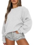 Efan Womens Sweatshirts Oversized Crewneck Y2K Fleece Hoodies Fall Fashion 2025 Teen Girls Cute Winter Clothes Sweater Grey L