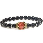 Tiger Eye Stone Diamond Main Stone Bracelet With Elastic Beaded