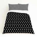 Pattern And Shapes Kids Duvet Set Check And Lightning Monochrome