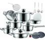 Ih- 21 Piece Stainless Steel Pot Set