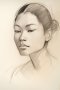 Canvas Wall Art - Light Sketch Woman Pacific Islander Descent - A1527 - 120 X 80 Cm