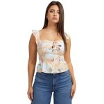 Guess Womens Sleeveless Carine Peplum Top Shirt Peach Fiore Small Us