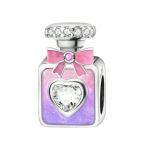 925 Sterling Silver Perfume Bottle Charm With Bow Detail - Silver