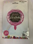 18 Inch Happy Birthday Foil Black & Pink