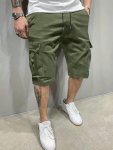 Plus Size Men's Cargo Shorts With Drawstring And Pockets - Solid Color Casual Style