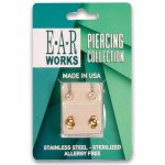 Stainless Steel Gold Plated Earrings - Large April Crystal Bezel