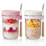 16OZ - 2 Pack Overnight Oats Jars With Lids And Spoon Overnight Oats Container With Lids Airtigh Oatmeal Containers With Measure