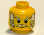 Parts Minifigure Head Dual Sided Red Visor With 2 White Bands Cheek Lines Mouth Closed / Clenched Teeth Pattern - Hollow Stud 3626BPX4
