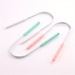 1PC Stainless Steel Tongue Scraper Plastic Handle Reducing Adult Bad Breath Tongue Scraper Metal Tongue Scraper Cleaning Brush R