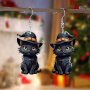 Halloween Cute Cartoon Witch Hat Black Cat Acrylic Earrings Lightweight Durable Charms Exquisite Design Fashionable Ladies Jewelry Ideal For Christmas Valentine's Day Anniversaries Birthdays