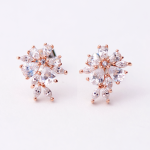 Rose Gold Daisy Crystal Stud Earrings - Clear Crystal