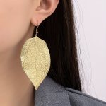 Golden Filigree Leaf Dangle Earrings Elegant Fashion Drop Earrings Versatile Everyday Wear Vacation & Minimalist Style Accessory