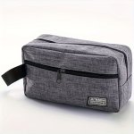 Nylon Toiletry Bag For Men & Women - Casual Style Travel Organizer With Fixed Shoulder Strap Lightweight Durable Zipper Closure