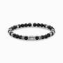Bracelet With Black Onyx Beads - Silver - 17 Cm
