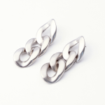 Silver Matte Link Chain Earrings - Silver