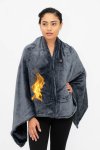 Senza Plush Fleece Zipp-up Usb-powered Heated Shawl Blanket