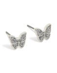 Silver Small Diamante Butterfly Earrings