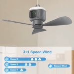 Portable Camping Ceiling Fan With LED Light USB Rechargeable For Tent & Rv