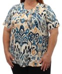 Ladies Printed Pleated Tunic - 60 Blu stne