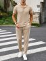 2-PIECE Men's Spring Summer Leisure Outfit Set Men's Short Sleeve Lapel Shirt & Drawstring Long Pants Set