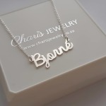 CNE111455 - Sterling Silver Personalized Custom Cursive Name Necklace On Rollo Chain