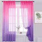 1PC Pink Purple Gradient Gauze Curtain Rod Pocket Window Treatment For Bedroom Office Kitchen Living Room Study Home Decor