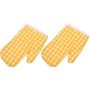 Microwave Heat Resistant Oven Mitts Set Of 2 Yellow Checkered Baking