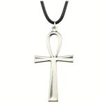 Big Ankh Punk Cross Necklace Pendant Hip Hop Egyptian Black Wax Rope Leather Choker Women Jewelry Party Gift Holiday