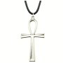 Big Ankh Punk Cross Necklace Pendant Hip Hop Egyptian Black Wax Rope Leather Choker Women Jewelry Party Gift Holiday