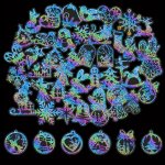 50PCS Vintage Christmas Laser Stickers - Colorful Reusable Transparent Decals For Journals Water Bottles & Laptops