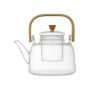 Elegant Glass Teapot With Wooden Handle & Built-in Infuser - Transparent
