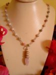 Magnesite Pink & Green Link Necklace & Rose Quartz Point