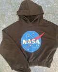 H&m Black Nasa Crop Top Hoodie 12 14Y