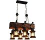 6-LIGHTS Rustic Wooden Beam Chandelier With Vintage Lantern Lights - Mrul