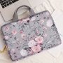 Floral Polyester Laptop Sleeve For 14-INCH Notebook - Basic Zippered Computer Case With Fixed Handles For College Office Daily Commute - Unlined Lightweight Flat