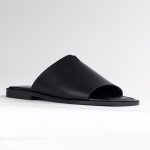Ivy Flat Leather Slip On Sandal - Black - 9