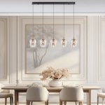 Auric 5 Light Clear Glass Golden Linear LED Pendant Light