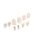 Goldair Gold Pearl & Diamante Butterfly Clip On Earrings 5-PACK