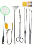 7PCS Premium Stainless Steel Aquarium Plant Tools Kit - Tweezers Scissors And Scrapers For Aquascaping - Perfect For Maintaining