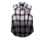 Women’s Simmering Sleeveless Shirt – Yd Plaid – Bright White