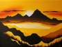 Canvas Wall Art - Golden Sunset Over Mountains - B1394 - 120 X 80 Cm