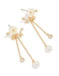 Goldair Gold Plated Cubic Zirconia Flower Pearl Drop Earrings