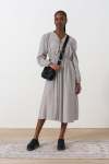 Striped Tunneled Tie Dress - 18 Brown