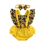 Gorgeous Sunflower Romper With Matching Headband