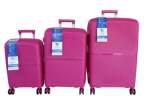 Smte Unbreakable Travel Luggage 3 Piece Suitcases Spinner Hot Pink With Keychain