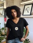 White Daisy Oversized Tee - Black - Xlarge