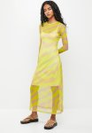 Long Sleeve Maxi Dress - Green & Brown
